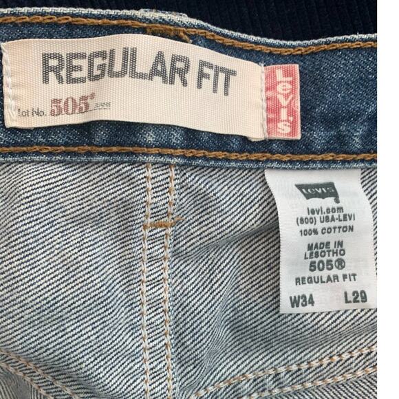 Levi Strauss 505 Jeans 34/29 Mens Blue Reg Fit Bootcut Denim Western 5 Pocket - Picture 7 of 9
